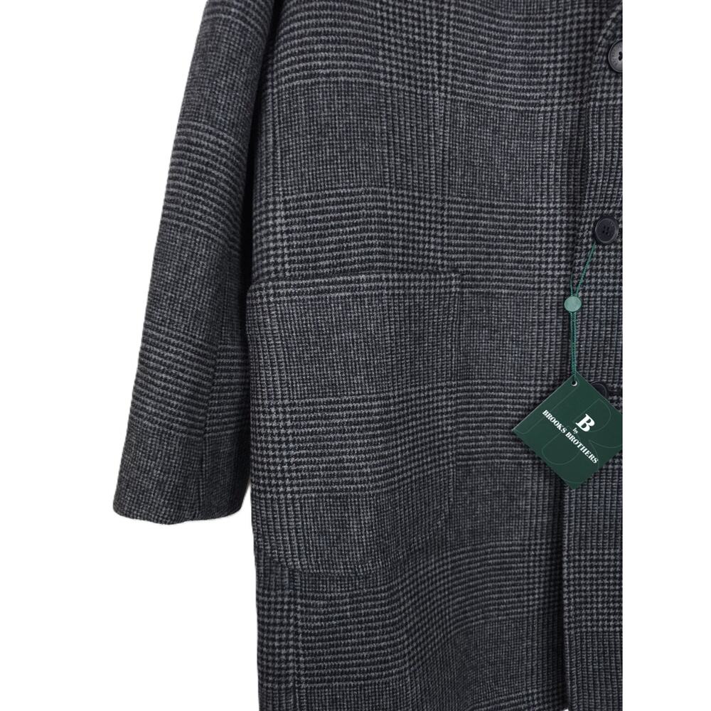 B by Brooks Brothers Mens Classic Fit Overcoat 44L Grey Plaid Wool Blend NWT - Picture 7 of 10